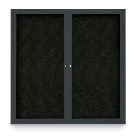 United Visual Products Sliding Door Indoor Enclosed Corkboard, 9 UV9029ACSH-BLACK-PEARL